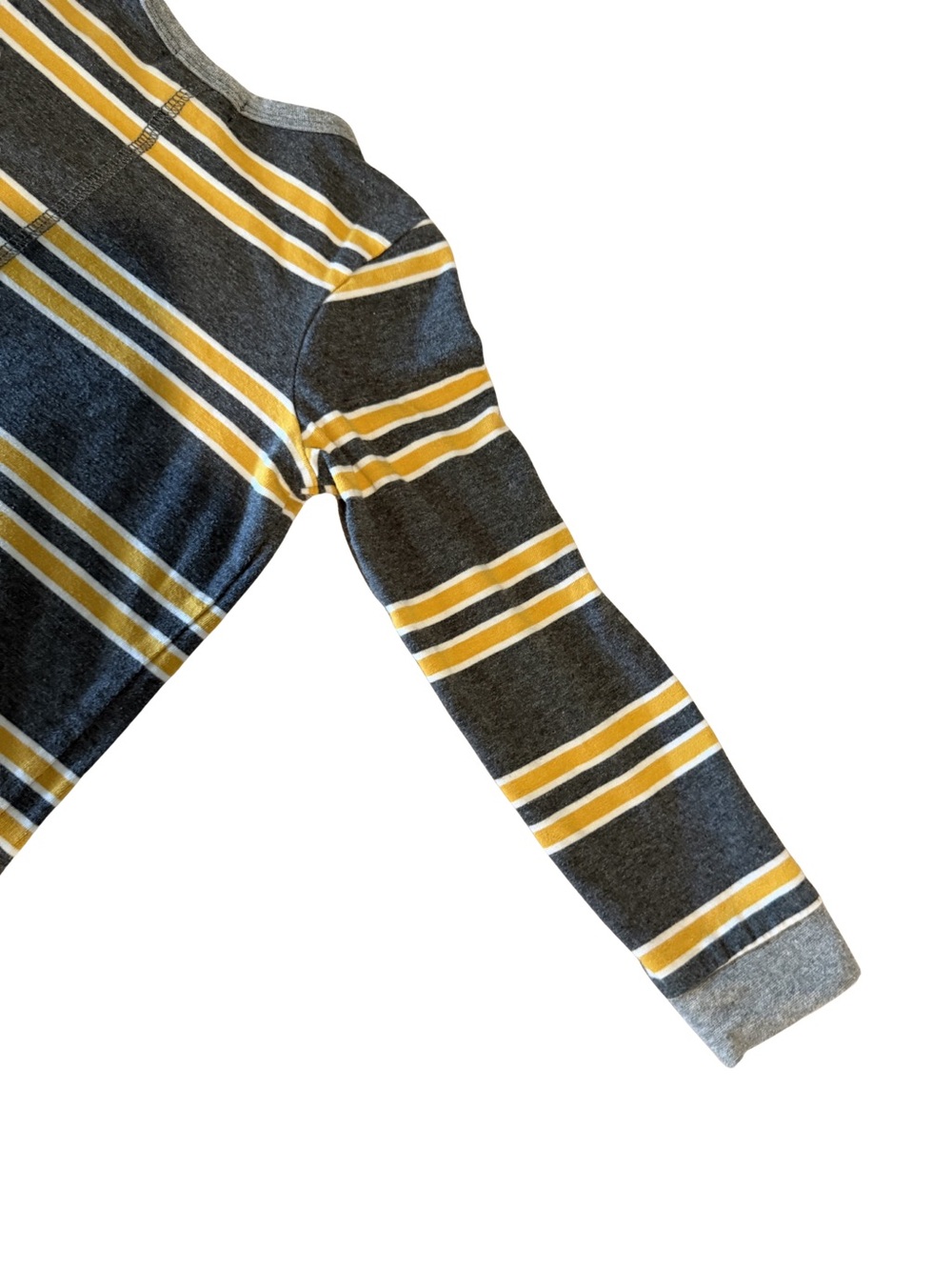 kidpik Gray long-sleeved  t-shirt with Yellow and White Stripes - Picture 5 of 6